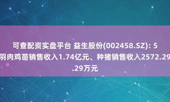 可查配资实盘平台 益生股份(002458.SZ): 5月白羽肉鸡苗销售收入1.74亿元、种猪销售收入2572.29万元